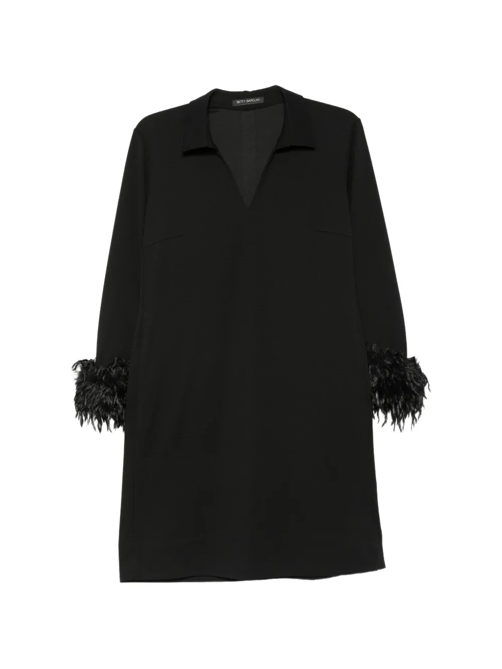 Betty Barclay feather-trim spread-collar mini dress - Noir