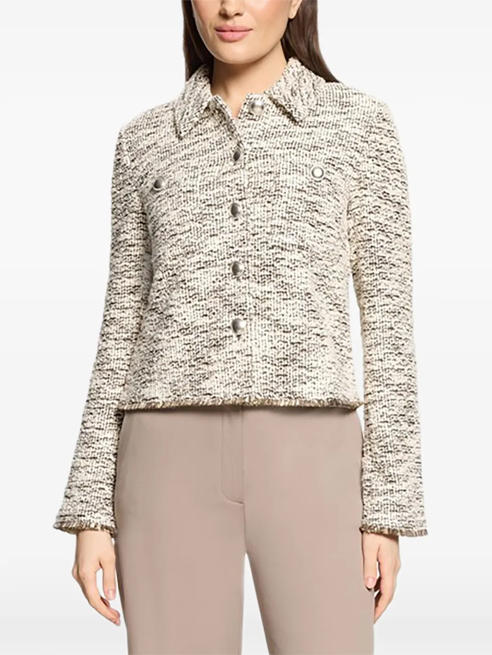 Betty Barclay Bouclé jack met franje Beige