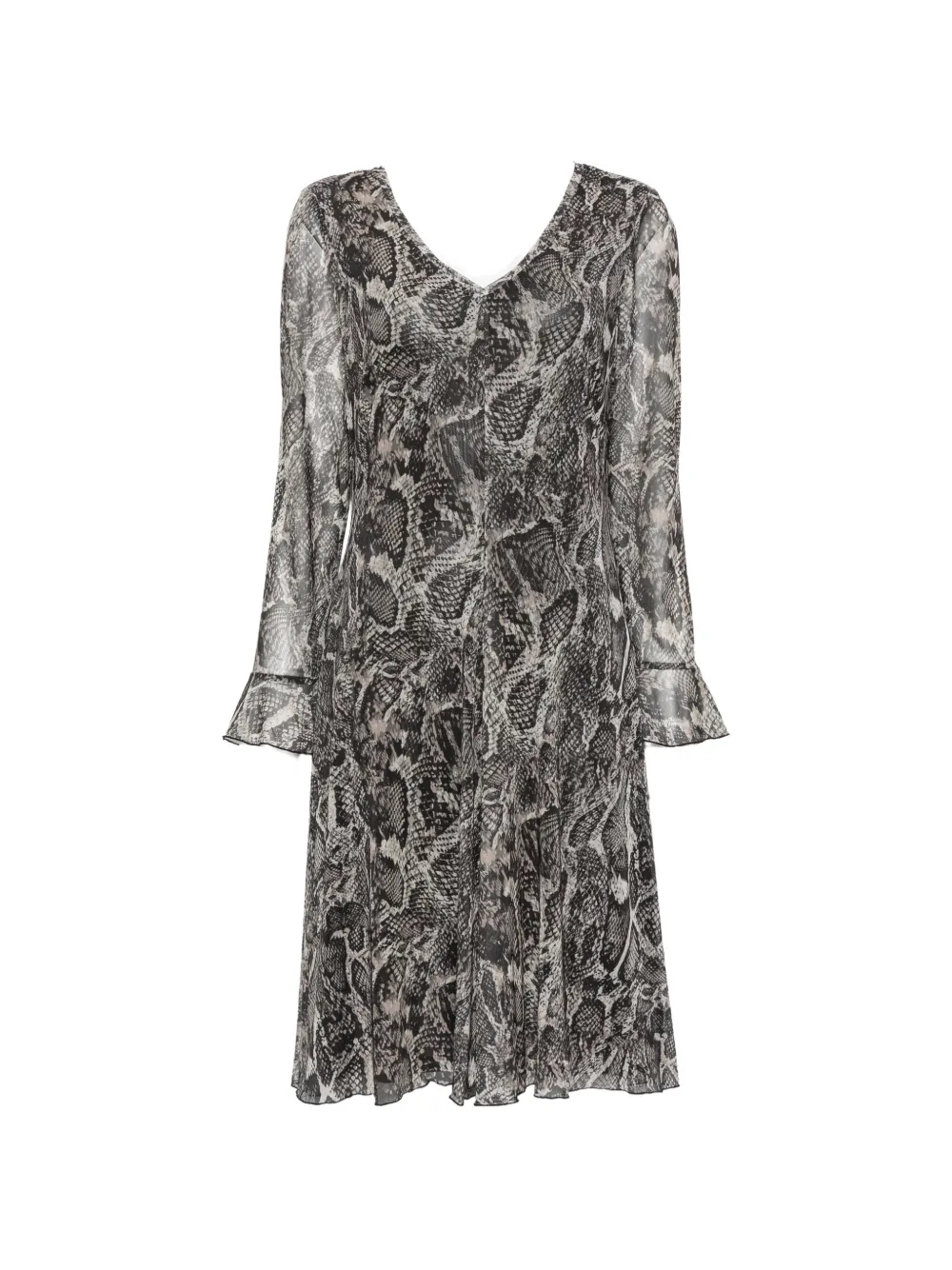 VERA MONT snake-pattern long-sleeve midi dress - Gris