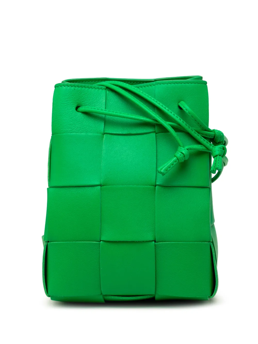 Bottega Veneta Pre-Owned petit sac seau Cassette en cuir nappa Maxi Intrecciato (2012-2026) - Vert Bottega Veneta Pre-Owned petit sac seau Cassette en cuir nappa Maxi Intrecciato (2012-2026) - Vert