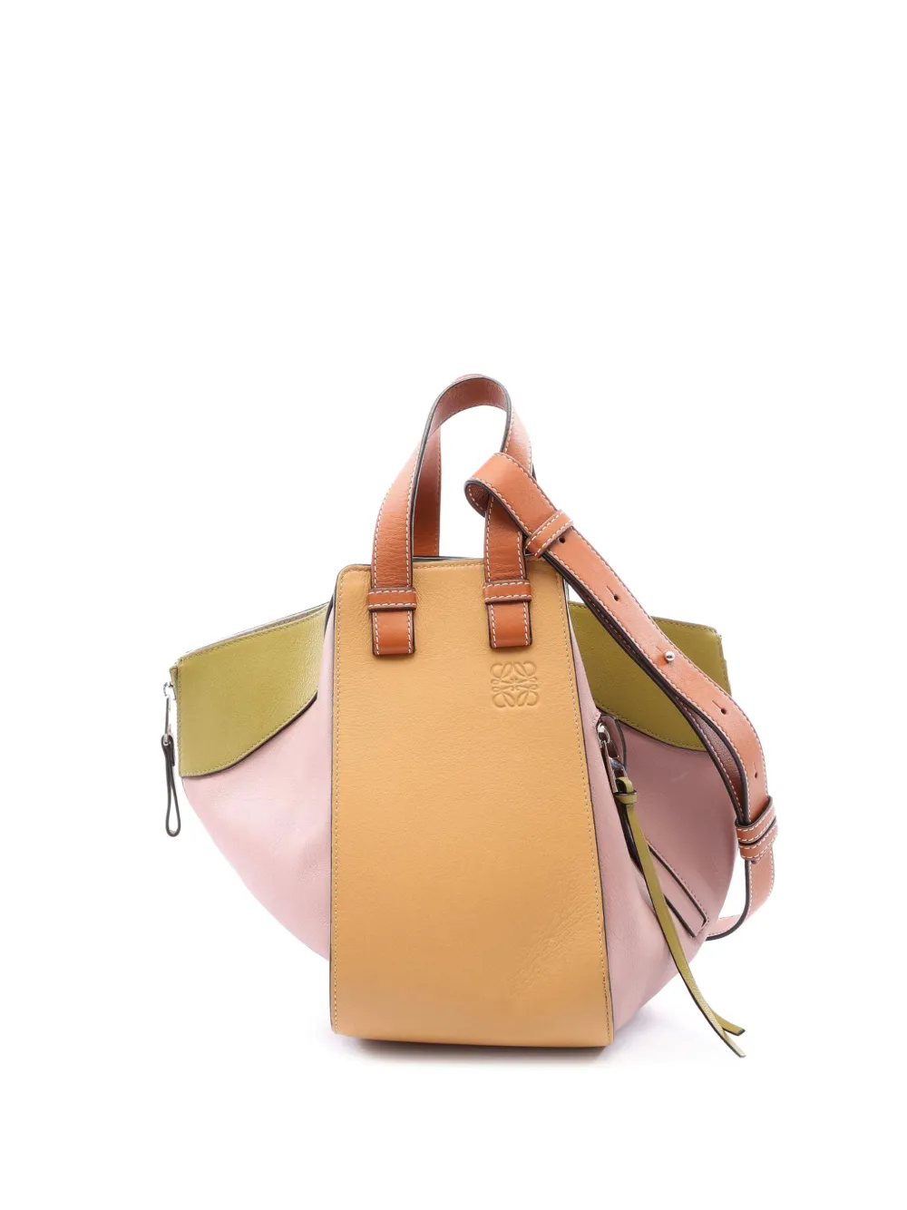 Pre-owned Loewe 2015-2026 Small Multicolor Leather Hammock Satchel In Brown