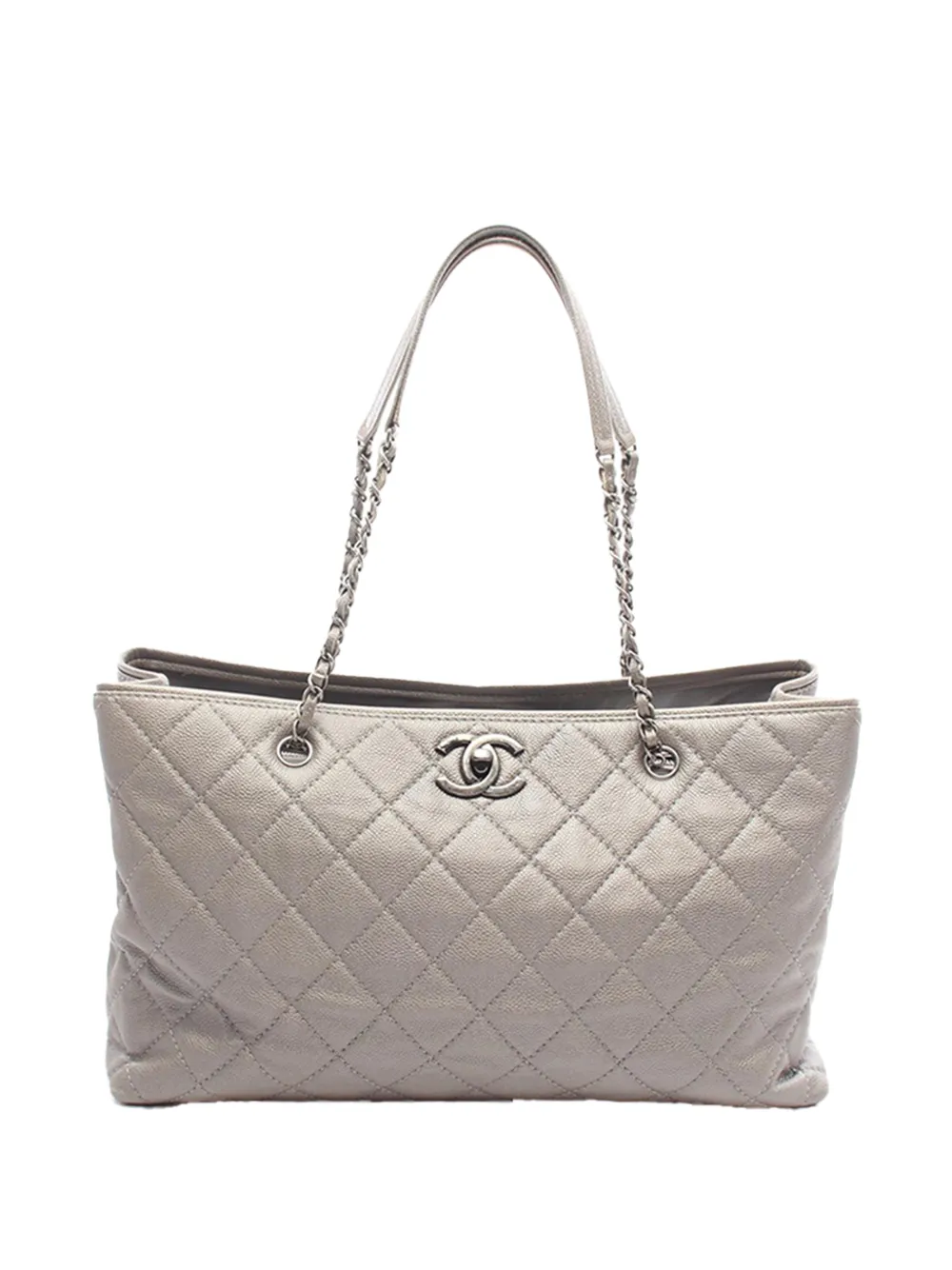 CHANEL Pre-Owned 2014-2015 CC Quilted Caviar Chain tote bag - Argento