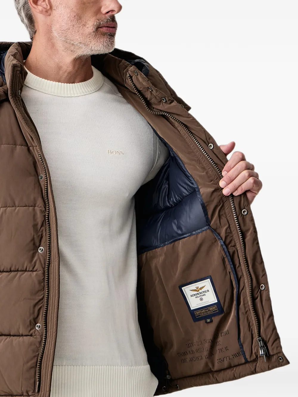 Aeronautica Militare Gevoerd jack met capuchon Bruin