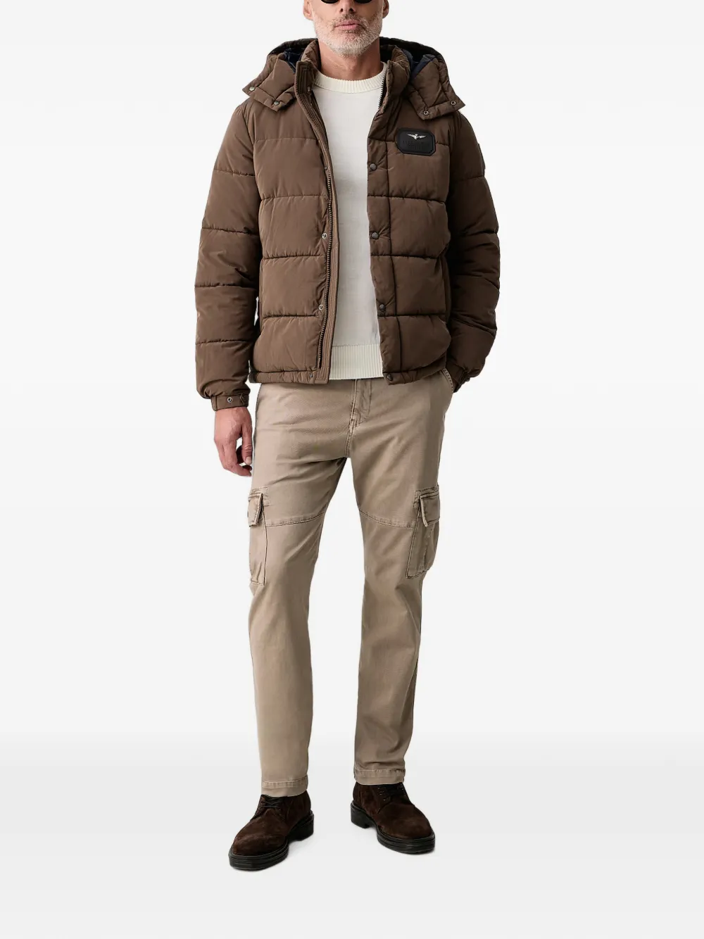Aeronautica Militare Gevoerd jack met capuchon Bruin