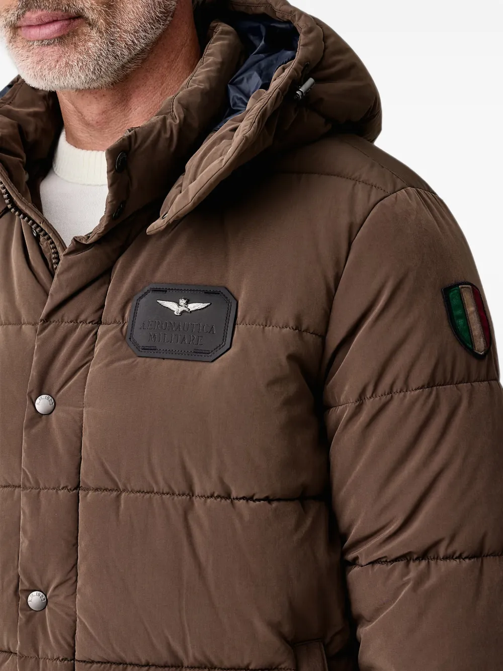 Aeronautica Militare Gevoerd jack met capuchon Bruin