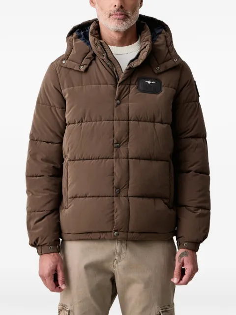Aeronautica Militare quilted hooded jacket