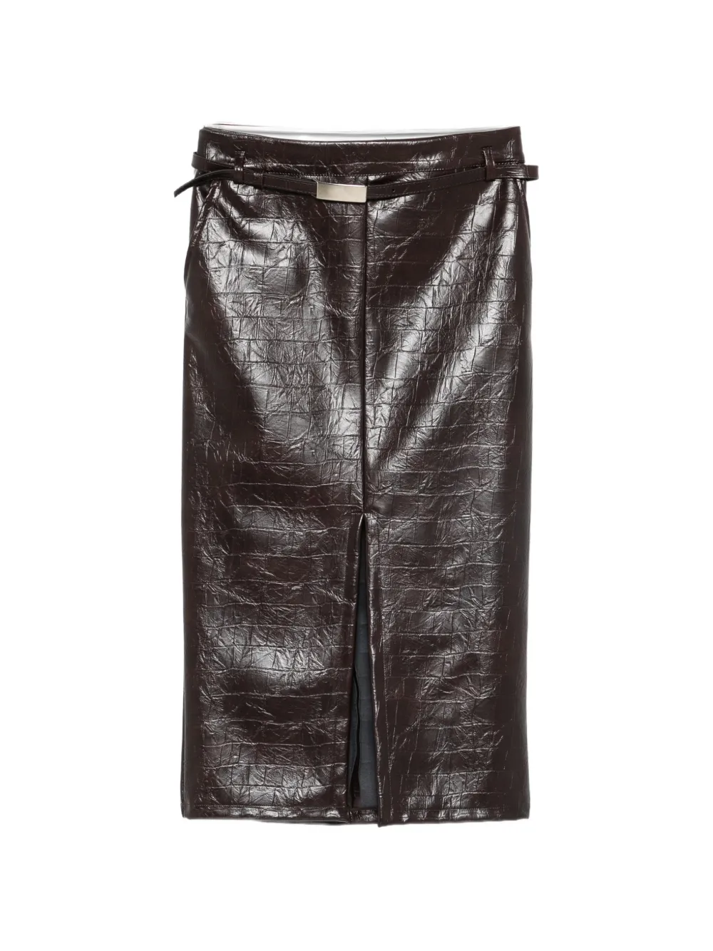 IMPERIAL croc-effect belted midi skirt - Marron IMPERIAL croc-effect belted midi skirt - Marron