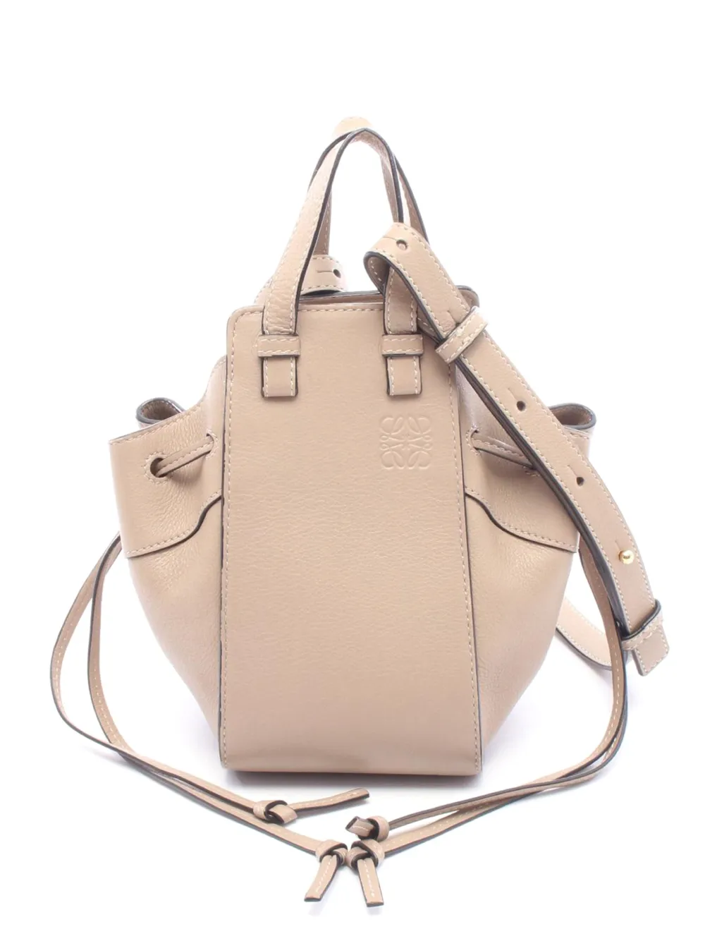 Pre-owned Loewe 2010-2026 Mini Grained Calfskin Drawstring Hammock Bag Satchel In Brown