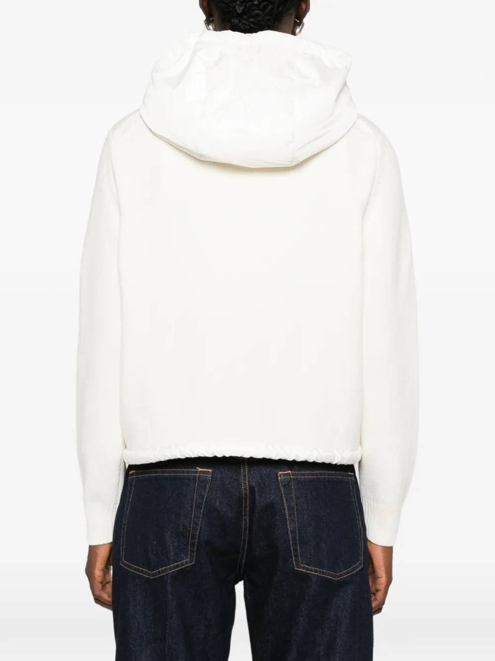 Moncler faux-fur panelled hoodie Wit