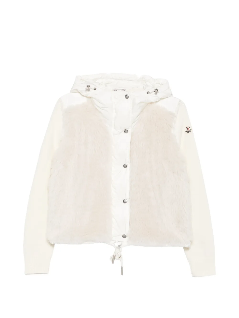 Moncler faux-fur panelled hoodie Wit