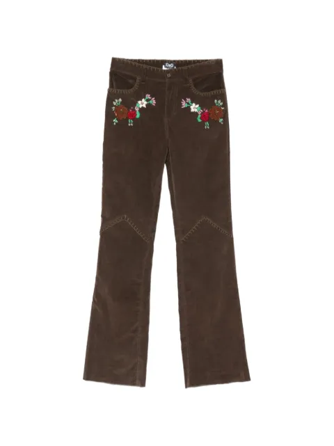 Dolce & Gabbana Pre-Owned pantalon en velours côtelé à fleurs brodées (années 2000)