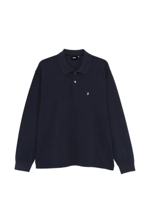 Stüssy playera tipo polo manga larga con logo bordado
