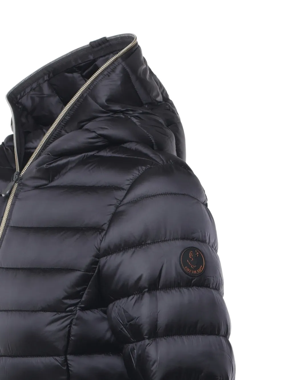 Save The Duck quilted hooded coat Zwart