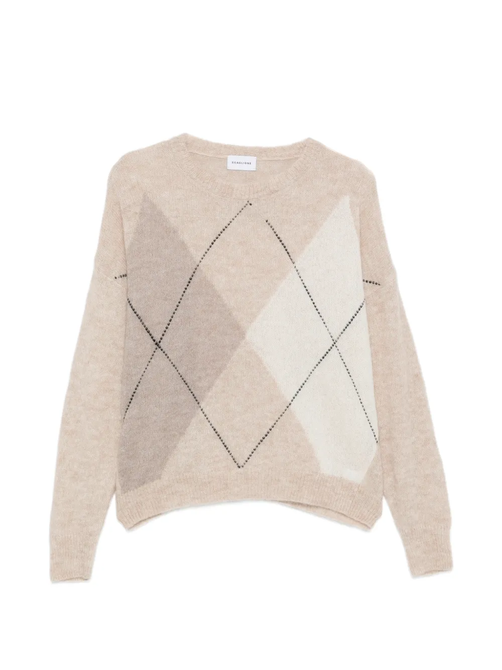 SCAGLIONE argyle-pattern sweater - Nude