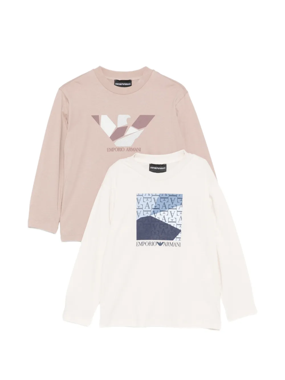 Emporio Armani Kids logo-print long-sleeve T-shirt set - Toni neutri