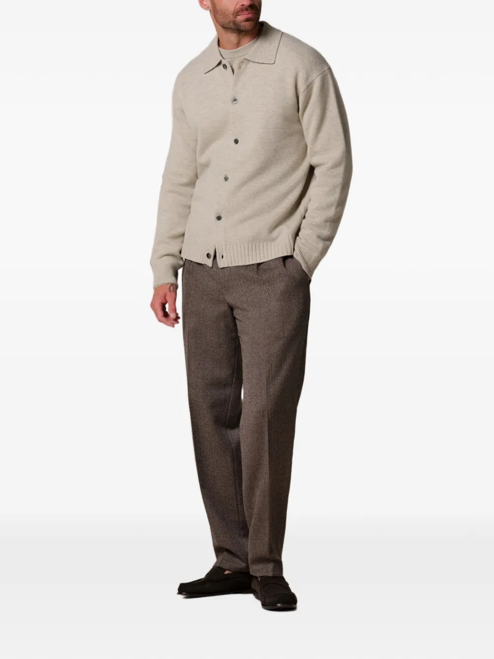 Profuomo Button-up vest met kraag Beige