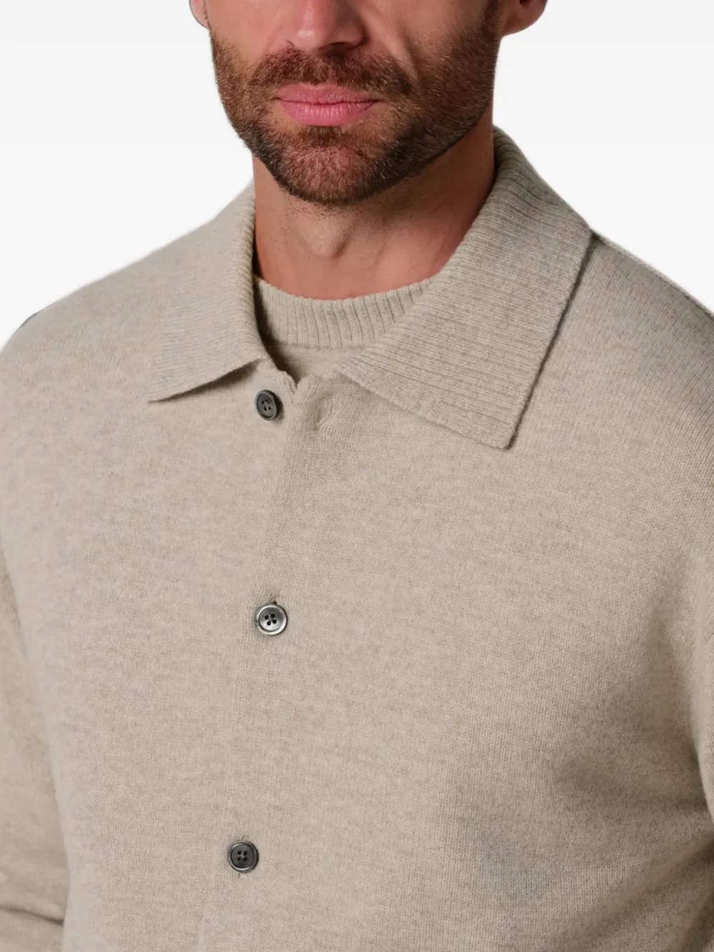 Profuomo Button-up vest met kraag Beige