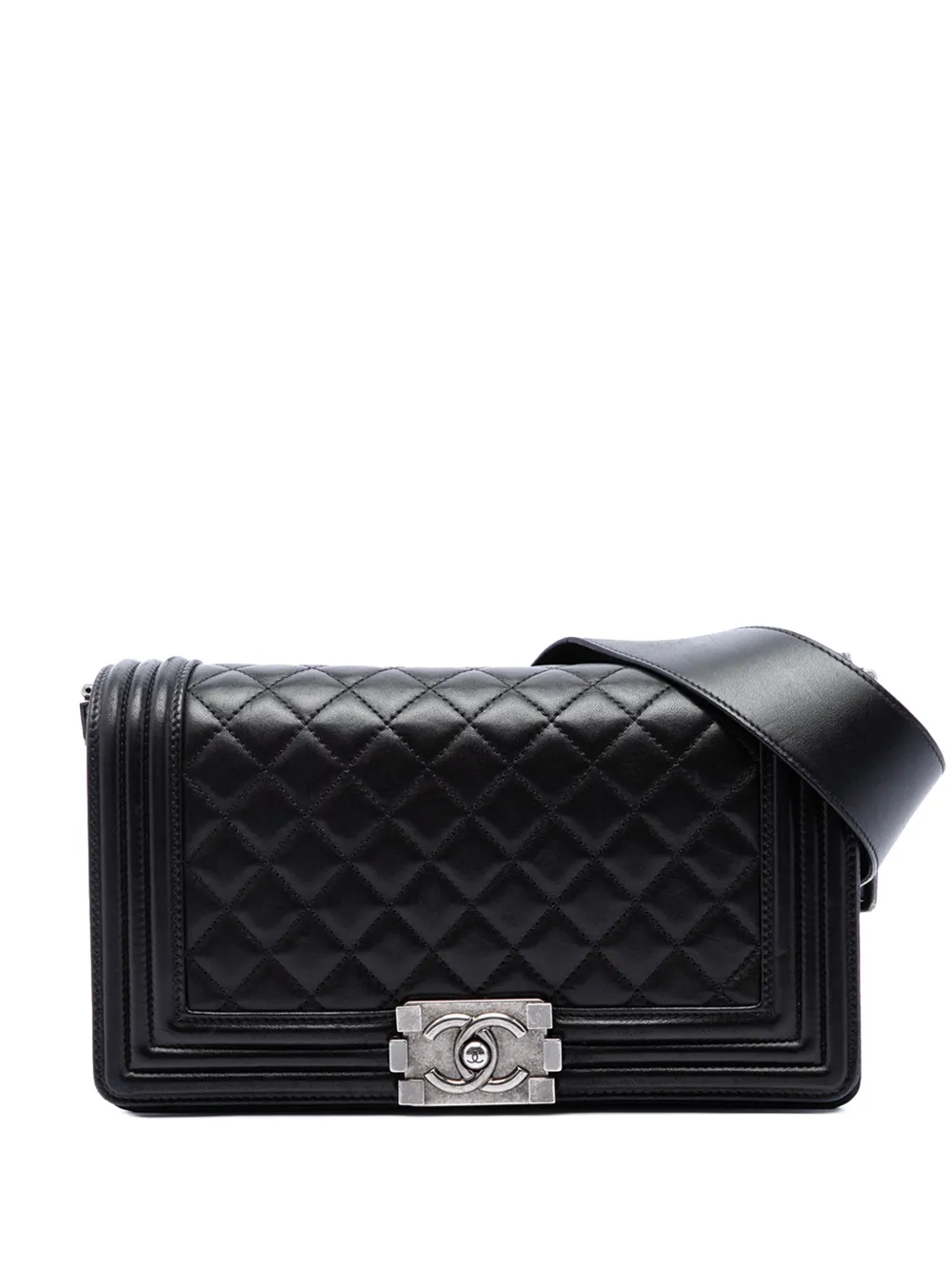 CHANEL Pre-Owned 2012 Old Medium Quilted Lambskin Boy Flap crossbody bag - Schwarz