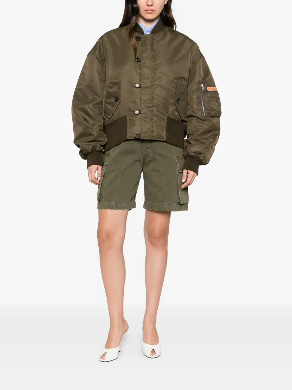 Jw Anderson Button-fastening Bomber Jacket In Green