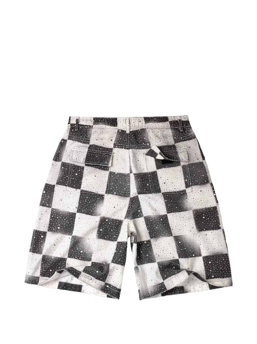Vale Geruite denim shorts verfraaid met kristallen Wit
