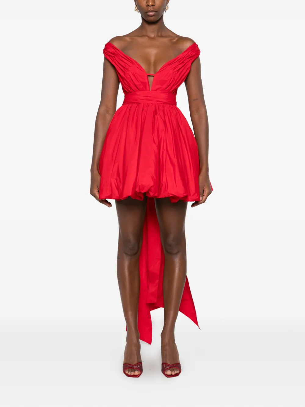 Blumarine Mini-jurk met ruches en strikdetail Rood