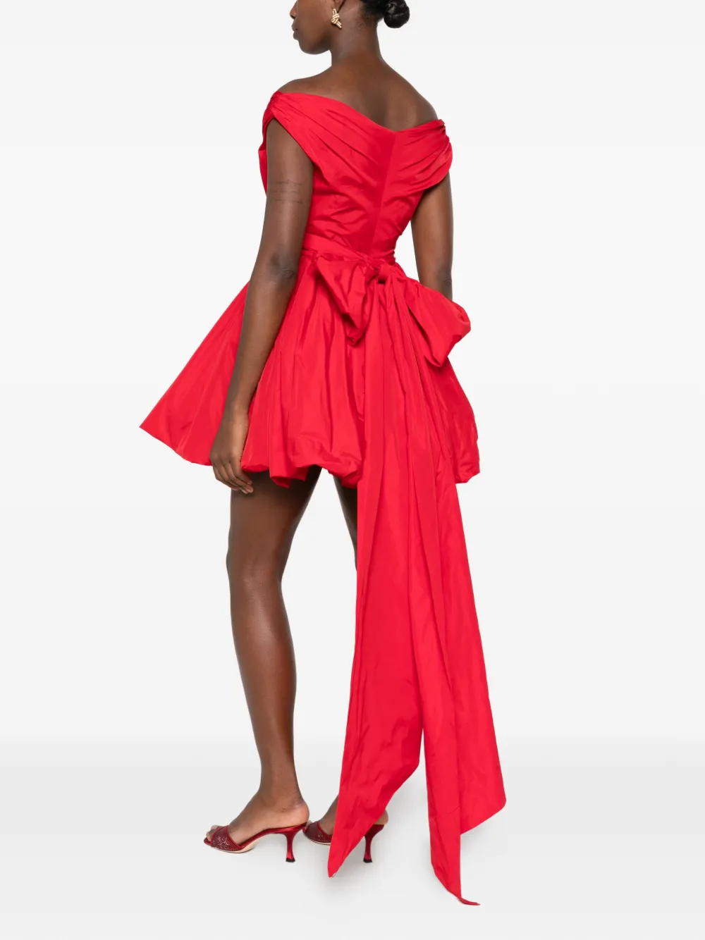 Blumarine Mini-jurk met ruches en strikdetail Rood