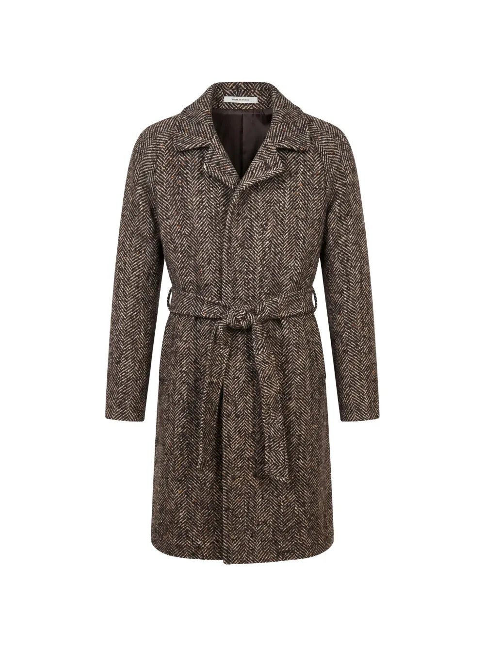 Tagliatore herringbone-pattern belted coat - Marrone