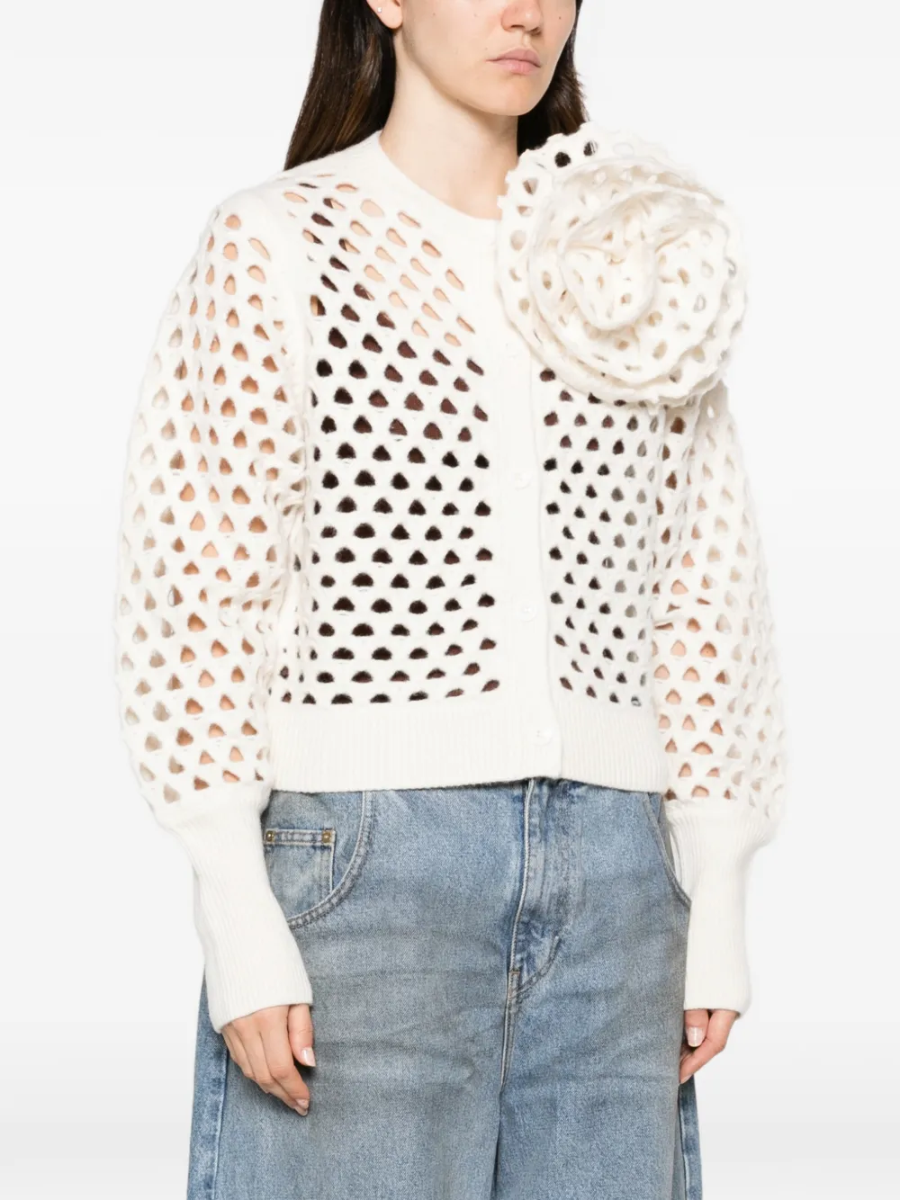 Blumarine Vest met roosapplicatie en geperforeerde details Wit