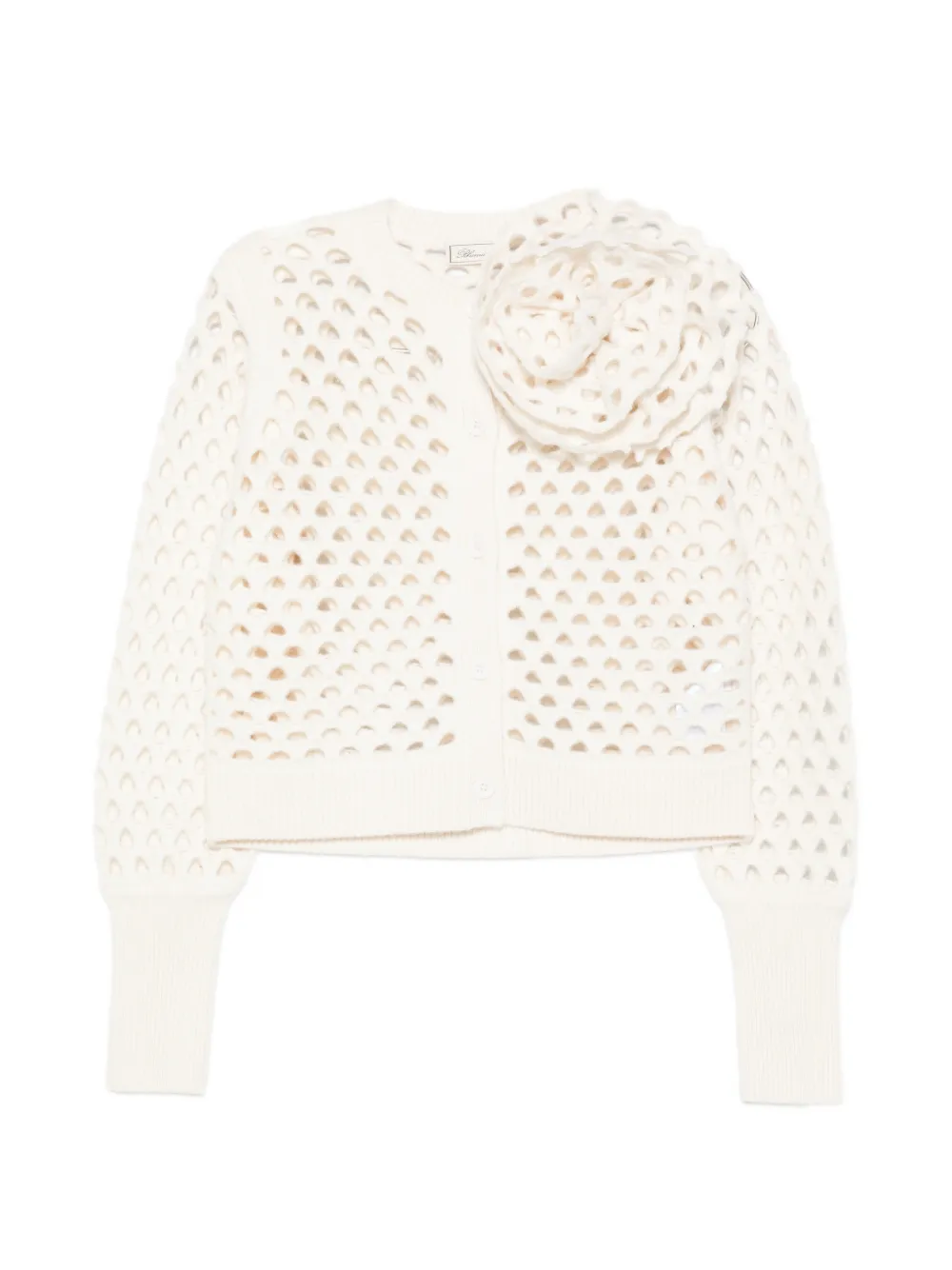 Blumarine rose-appliqué perforated cardigan - Blanc Blumarine rose-appliqué perforated cardigan - Blanc