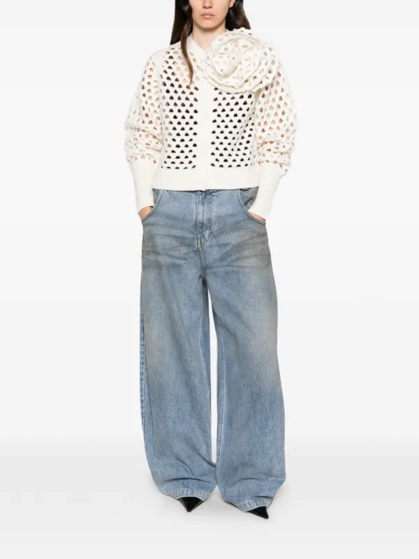 Blumarine ローズアップリケ カーディガン | ホワイト | FARFETCH JP