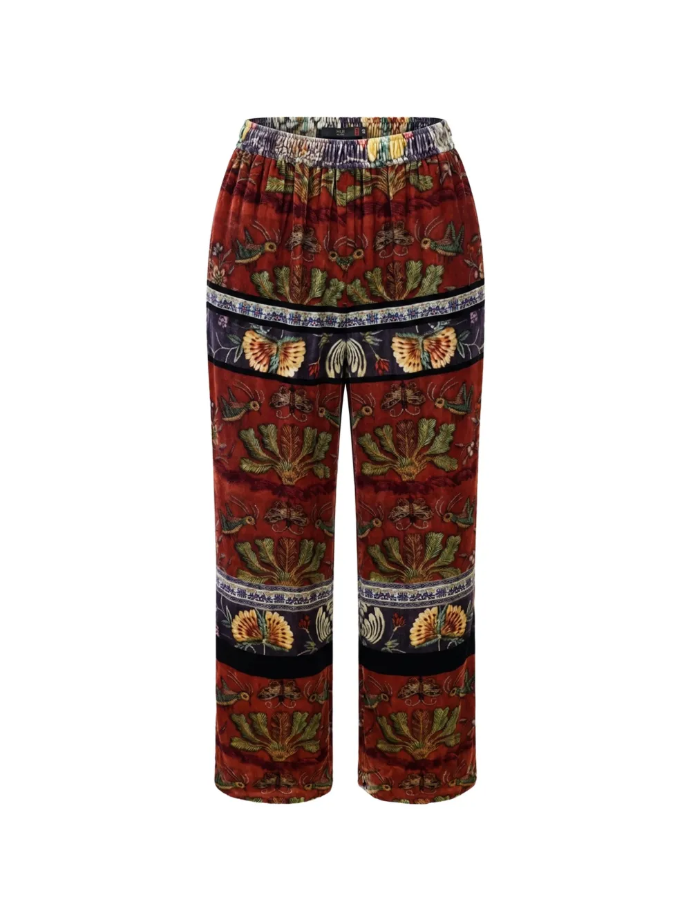 HUI MILANO floral-print velvet-effect trousers
