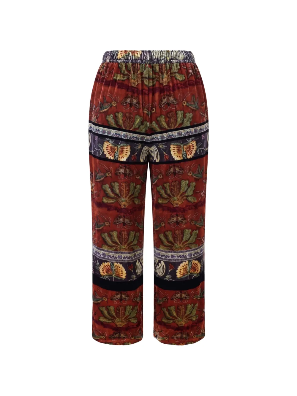 HUI MILANO Broek met fluwelen effect en bloemenprint Rood