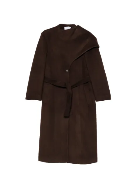 Su belted asymmetric-collar coat