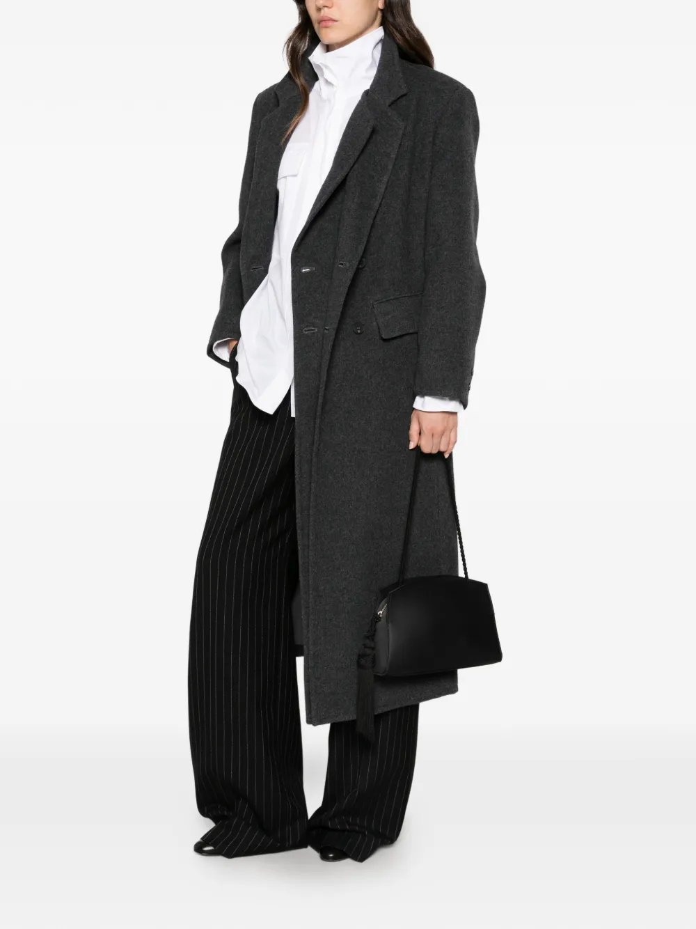 Su double-breasted wool coat - Grigio