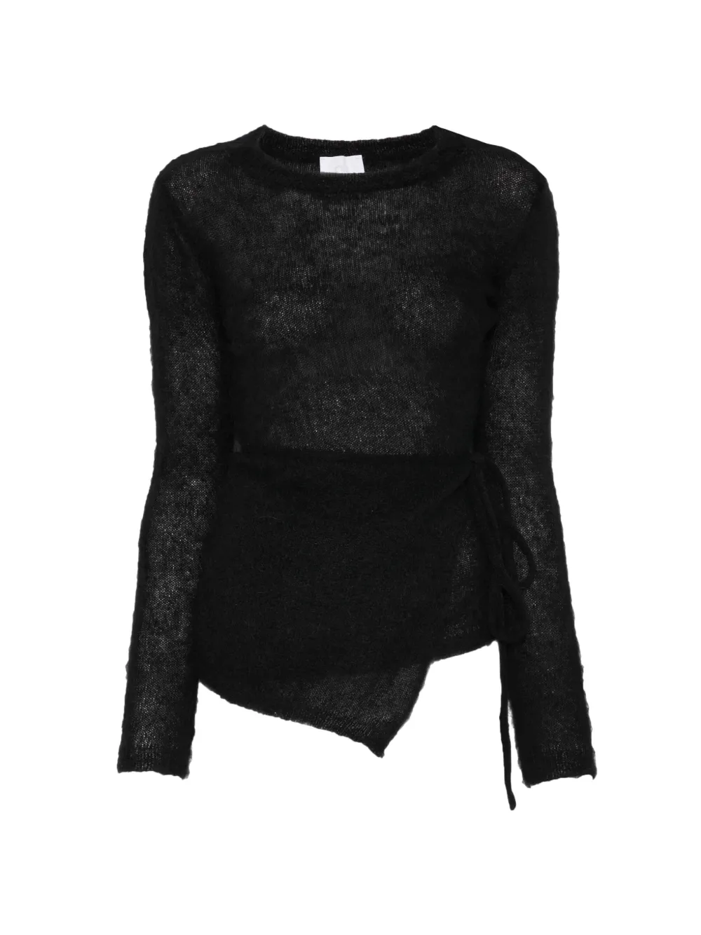 Su wrap-tie asymmetric sweater