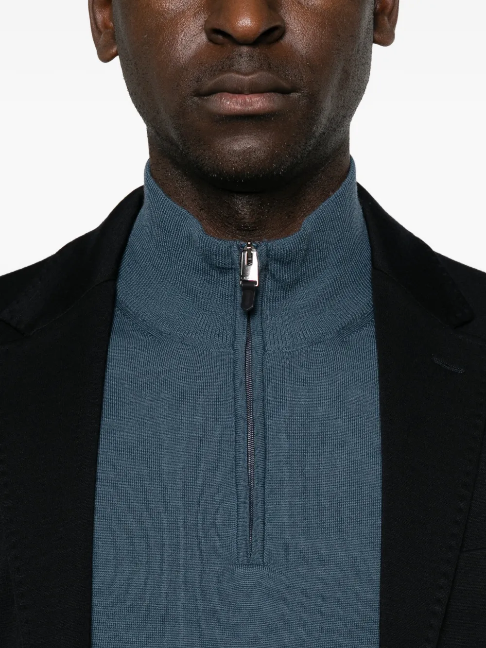 Canali Wollen trui met rits Blauw