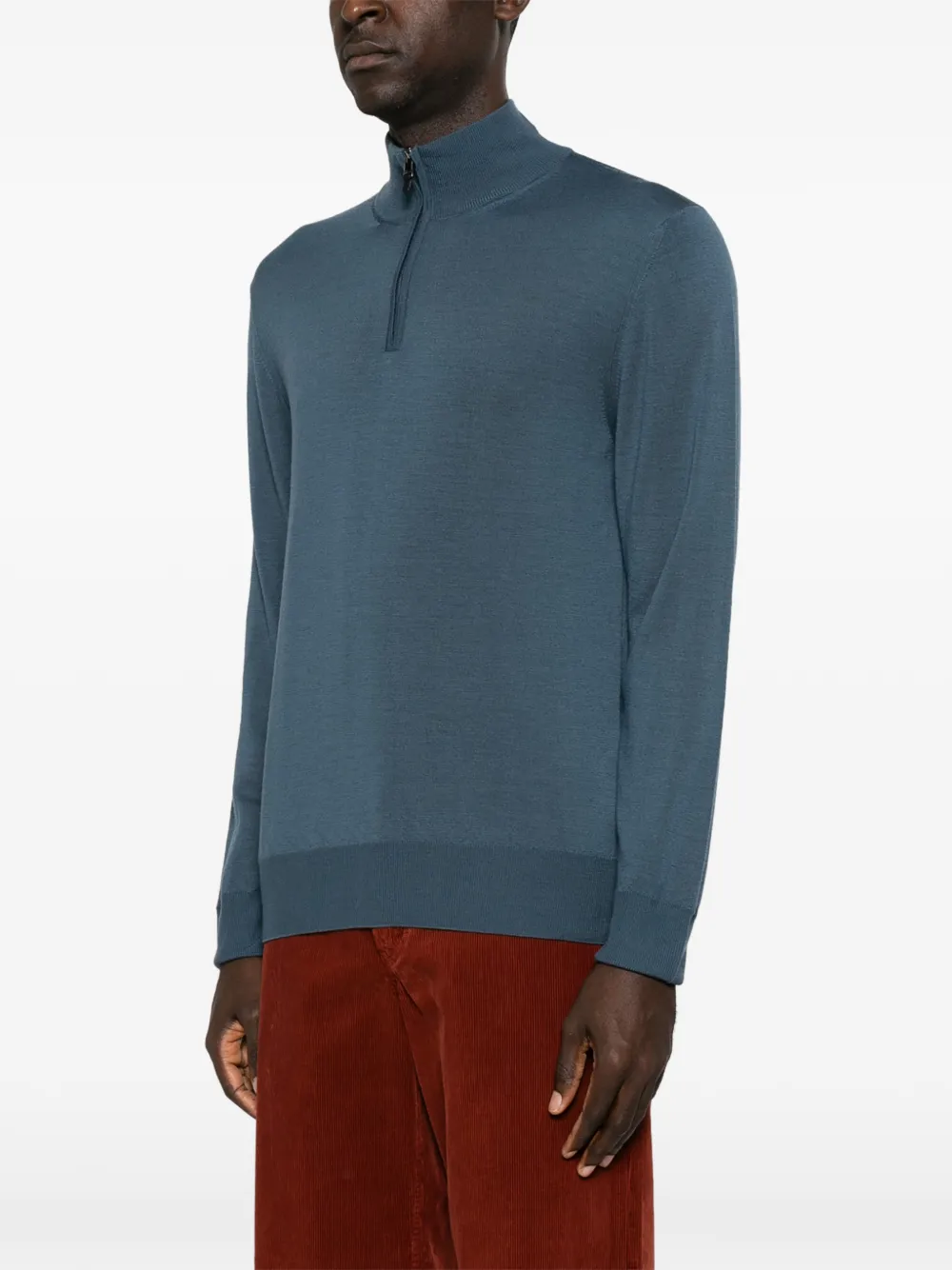 Canali Wollen trui met rits Blauw