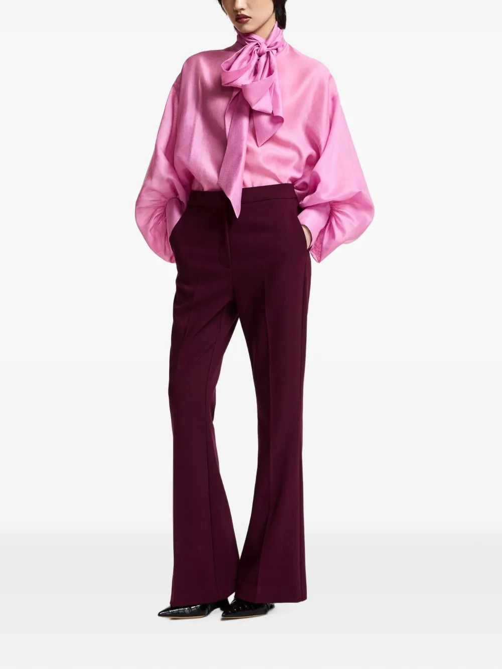 Essentiel Antwerp Keen pressed-crease flared trousers Rood