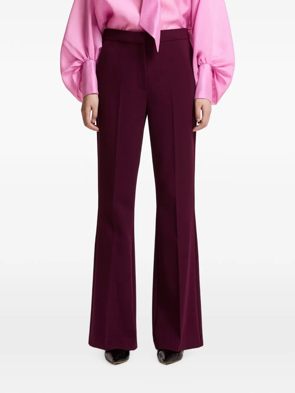 Essentiel Antwerp Keen pressed-crease flared trousers Rood