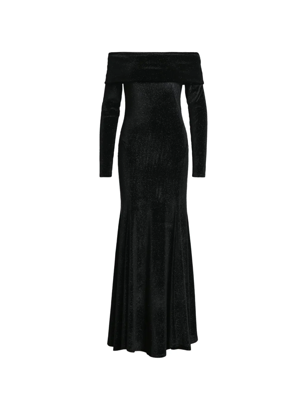 Essentiel Antwerp robe longue Kellissimo évasée à épaules dénudées et fini pailleté - Noir Essentiel Antwerp robe longue Kellissimo évasée à épaules dénudées et fini pailleté - Noir