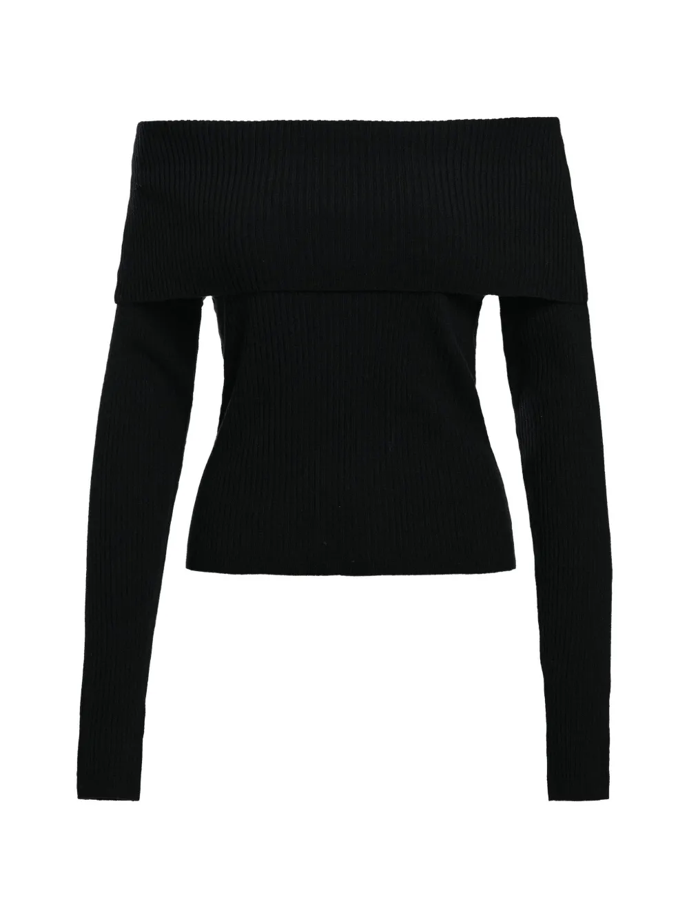 Essentiel Antwerp Killy off-shoulder ribbed-knit sweater Zwart
