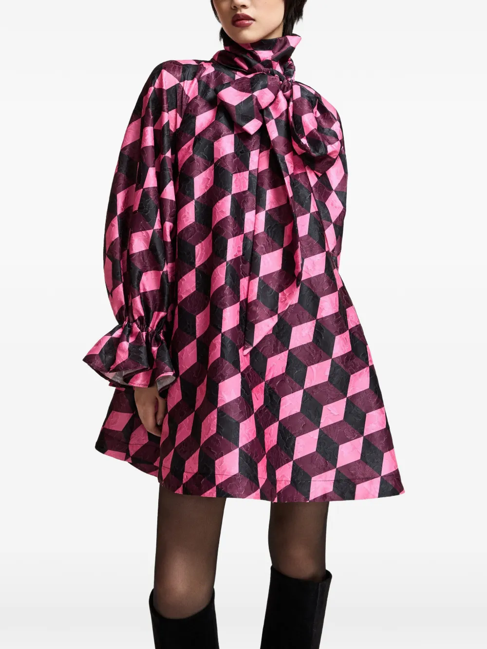 Essentiel Antwerp Kioanna mini-jurk met geometrisch patroon en strik Rood