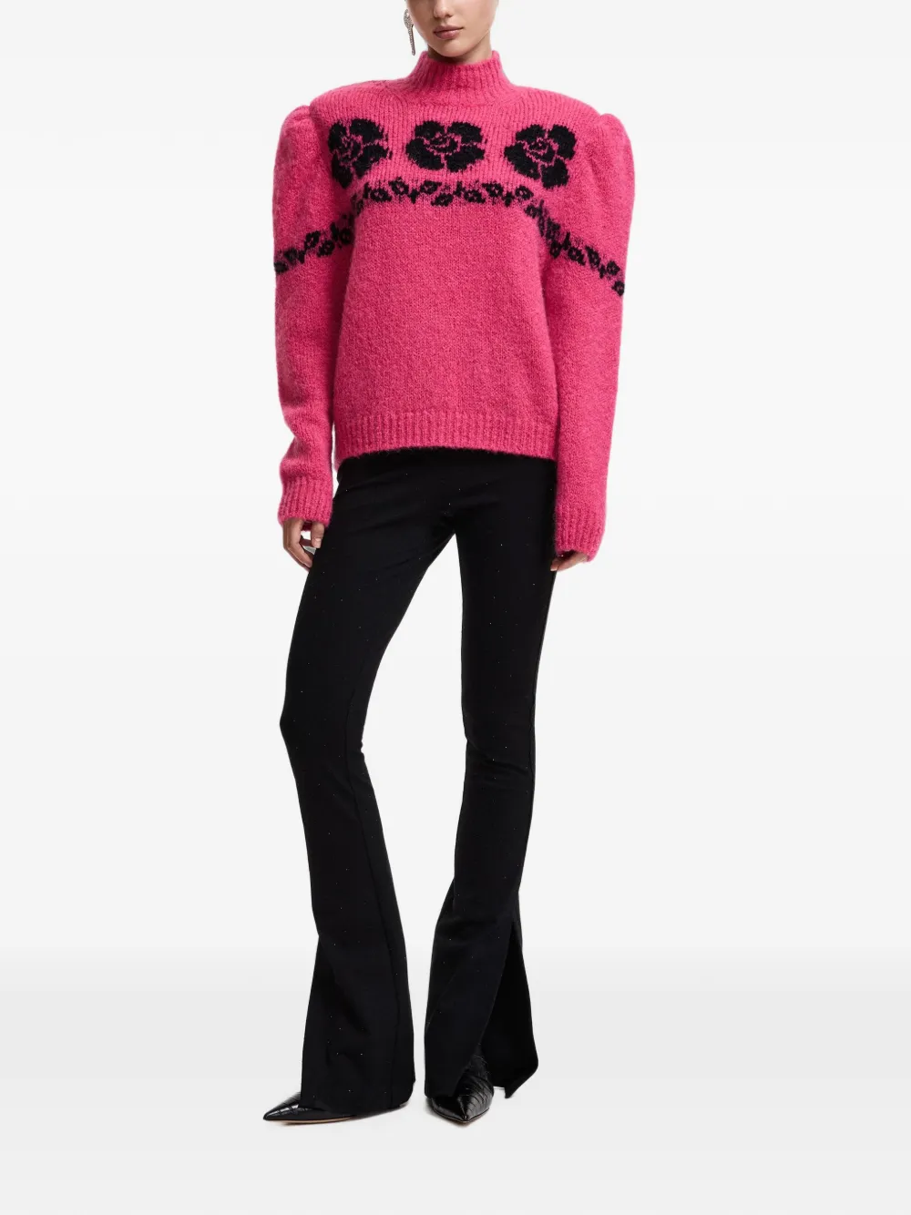 Essentiel Antwerp Kalendar floral-jacquard sweater Roze