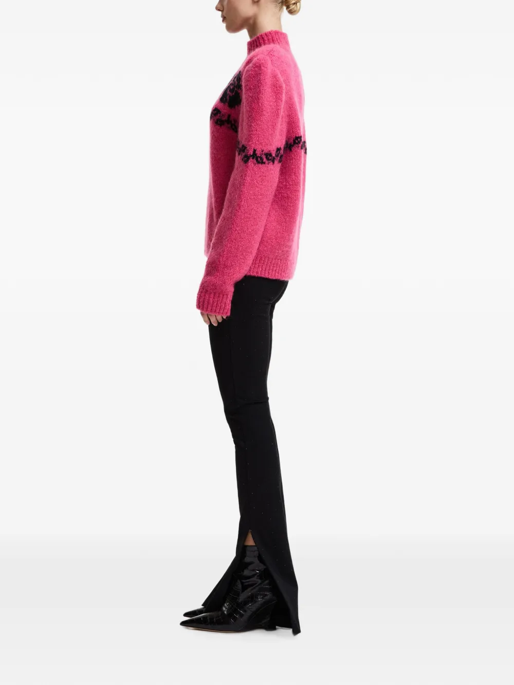 Essentiel Antwerp Kalendar floral-jacquard sweater Roze