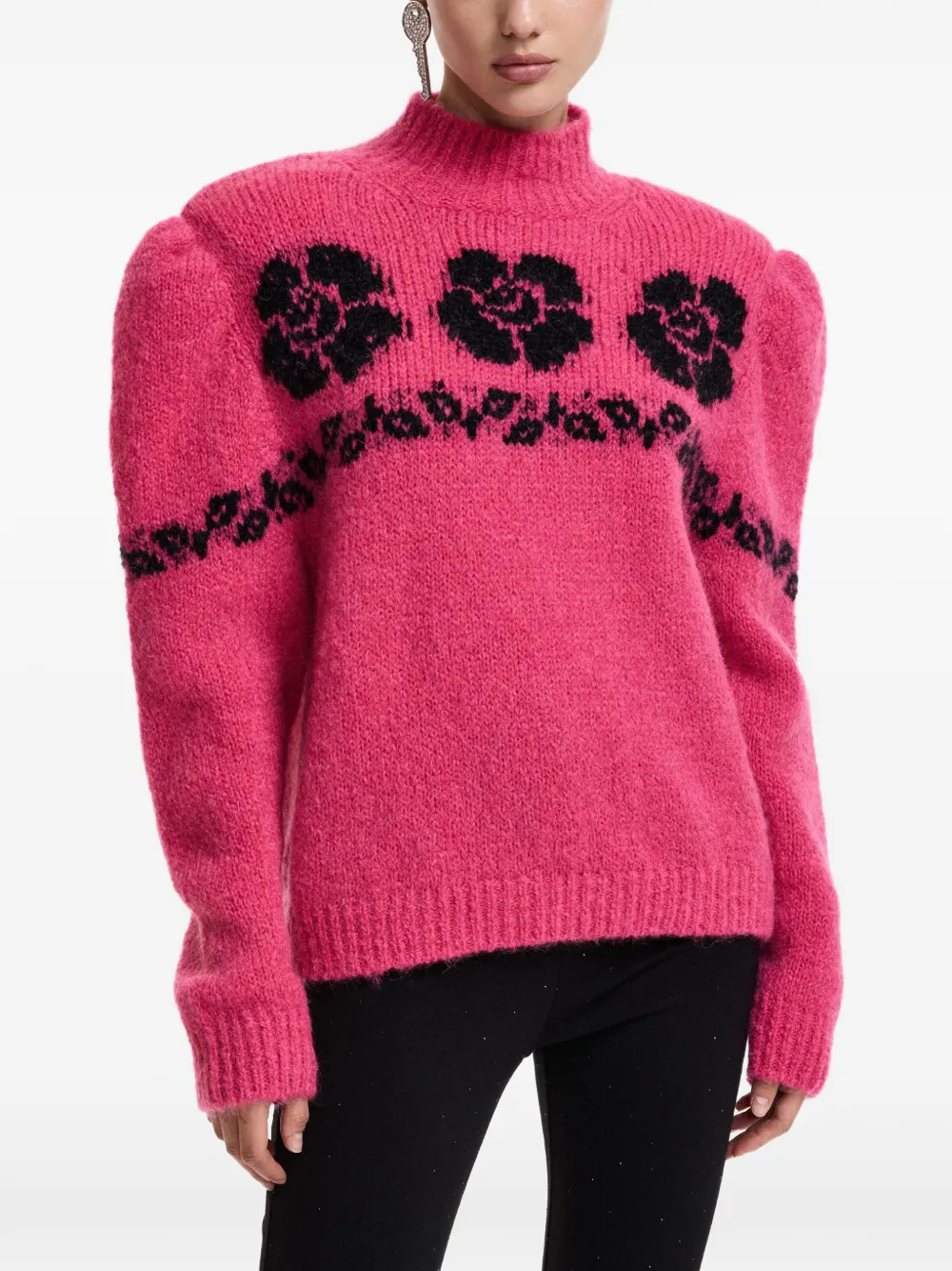 Essentiel Antwerp Kalendar floral-jacquard sweater Roze