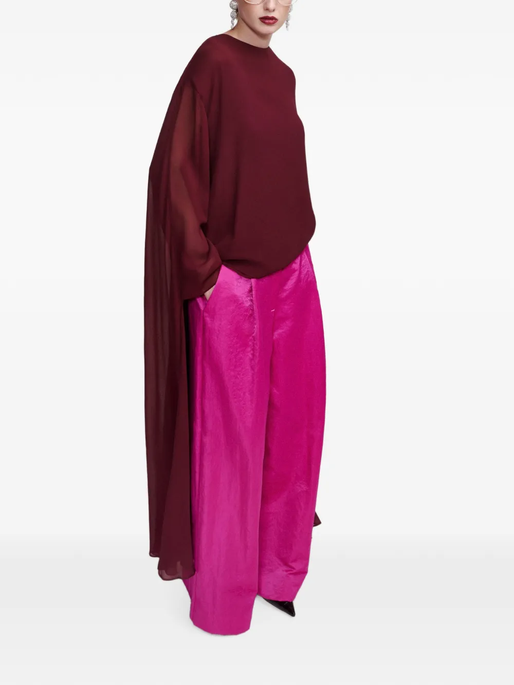 Essentiel Antwerp Kiyoki cape-overlay blouse Rood