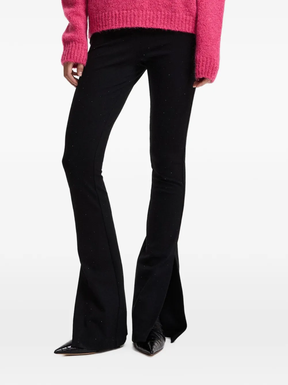 Essentiel Antwerp Kastar Hem-slit Flared Trousers In Black