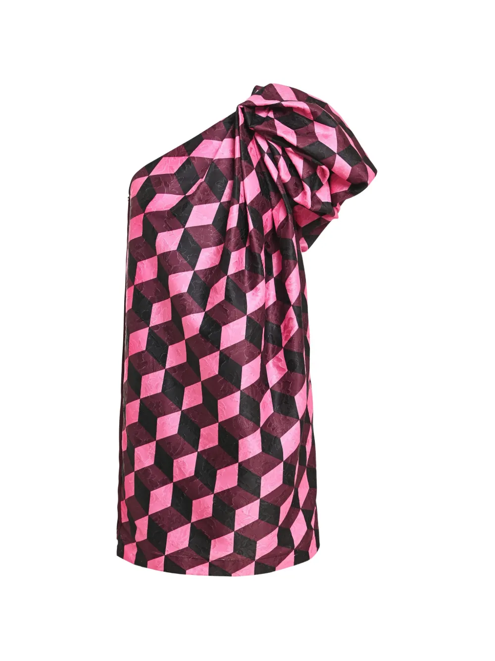 Essentiel Antwerp Karpenter geometric-print one-shoulder mini dress Rood