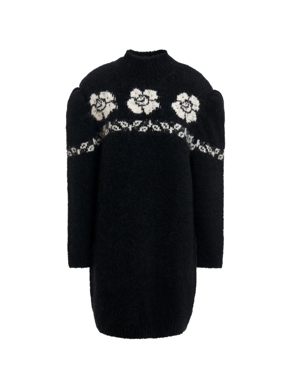 Essentiel Antwerp Kara floral-jacquard long-sleeved knitted mini dress