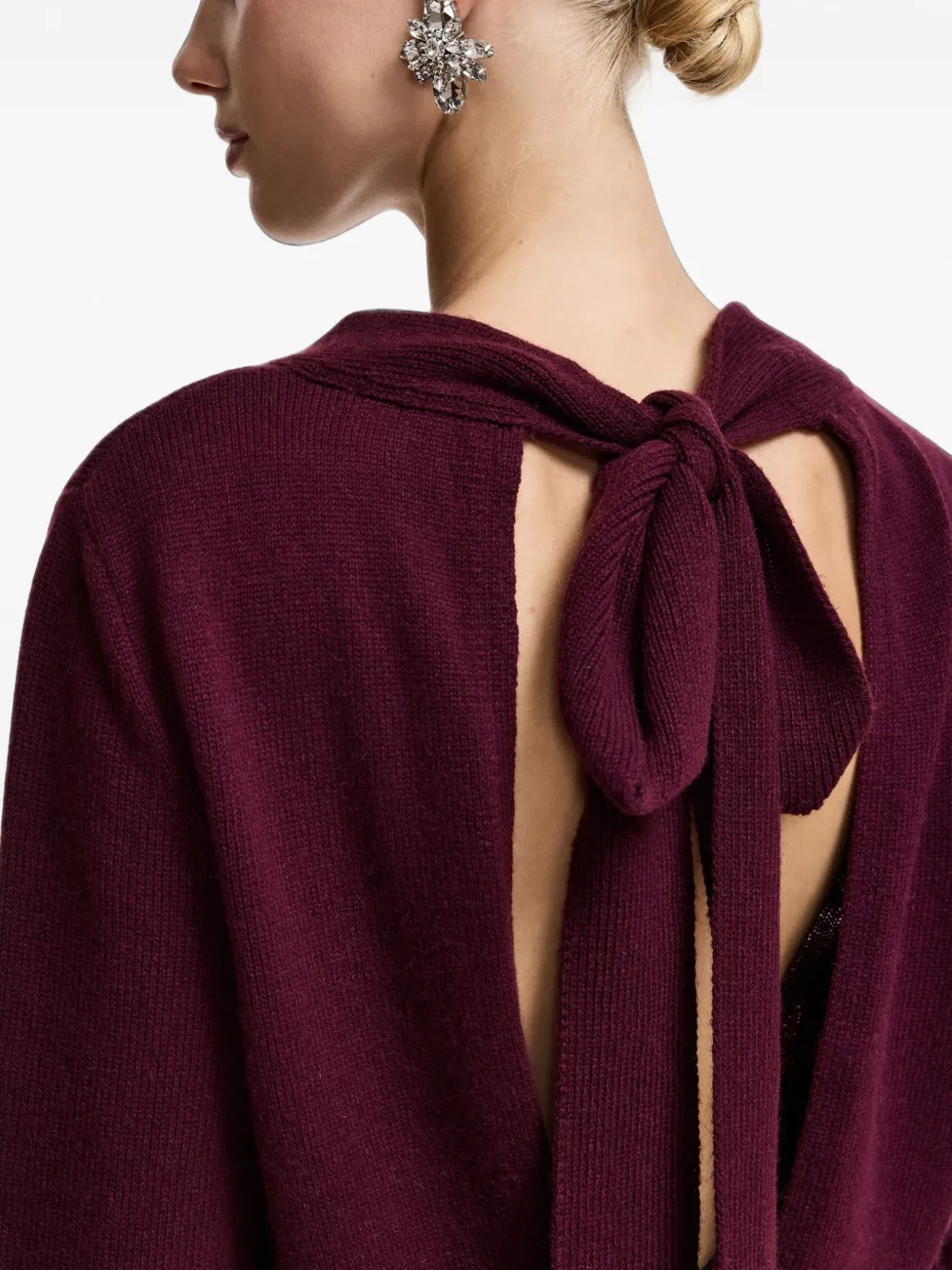 Essentiel Antwerp Kiarra trui met ronde hals en strikdetail Rood